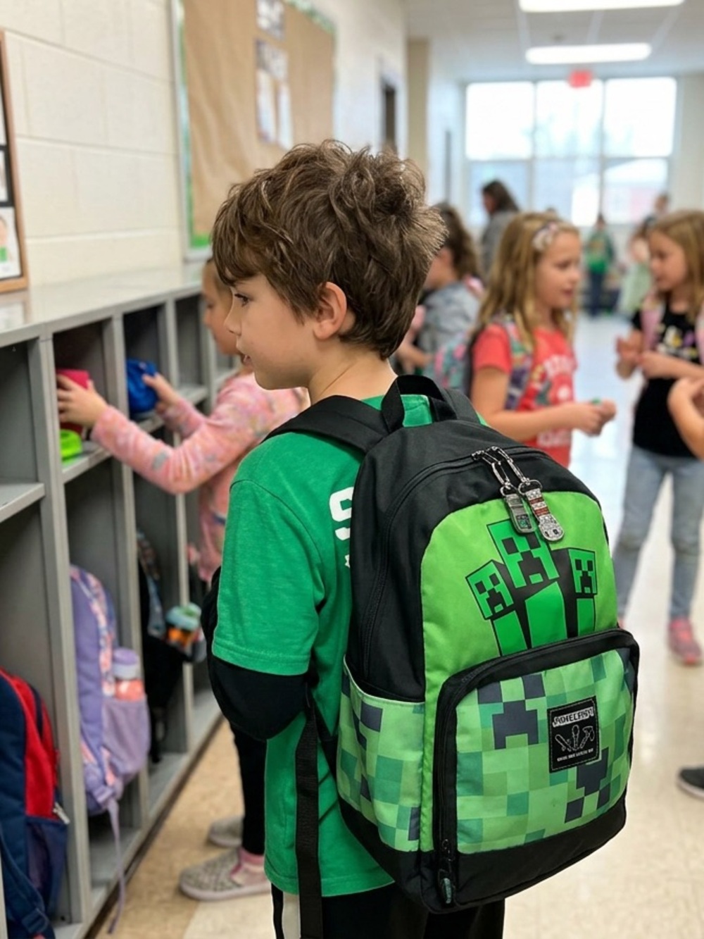 Minecraft Green and Black Backpack